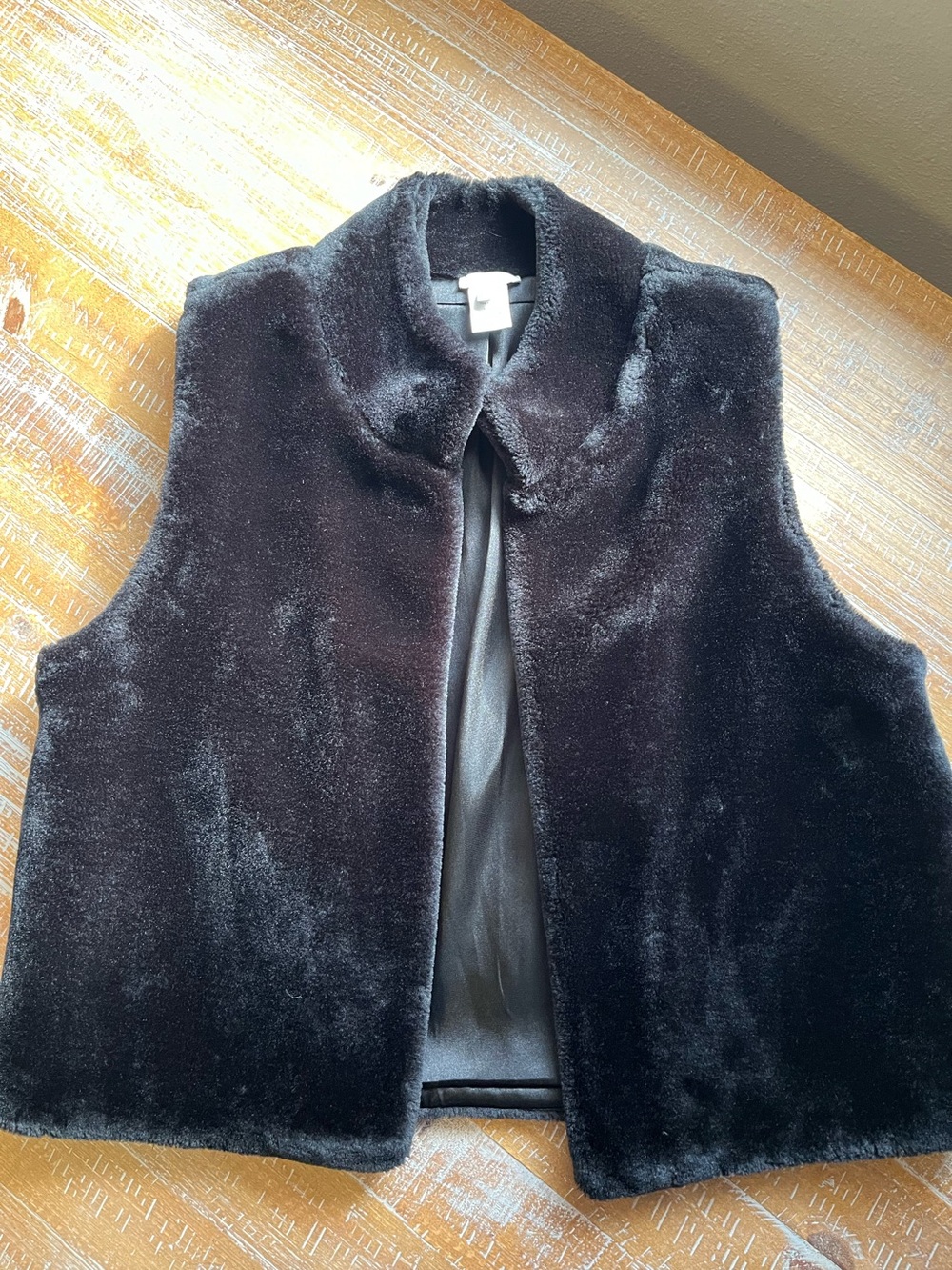 Talbots Faux Fur open front Vest - Deep Black